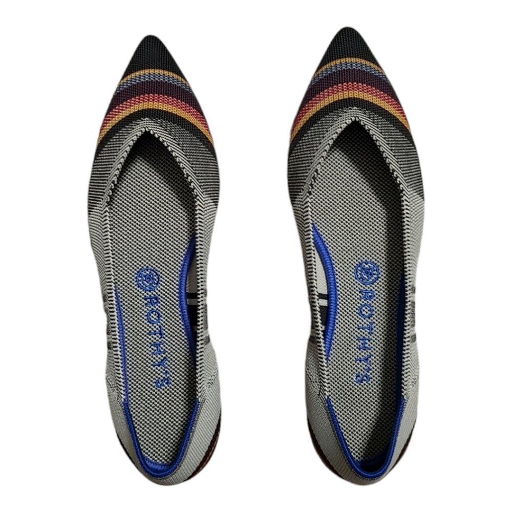 NEW Rothy's The Point Inverse Stripe Gray & Multicolor Flats Women's Size 10.5 - Picture 10 of 11